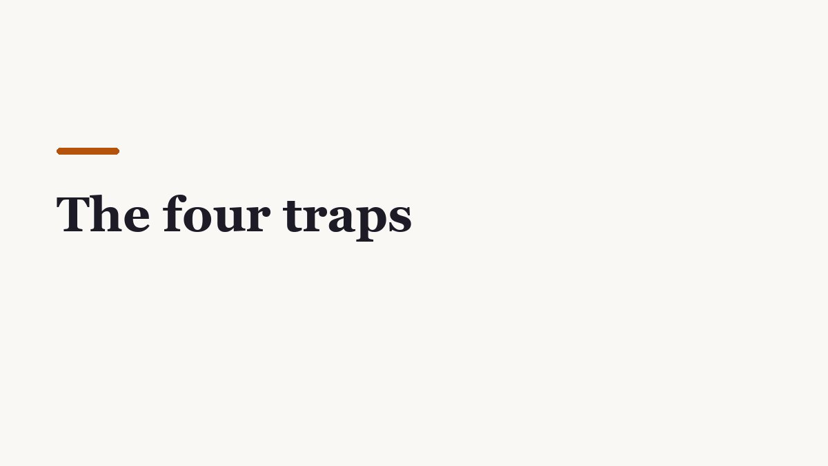 Off-white editorial divider graphic reading “The four traps”